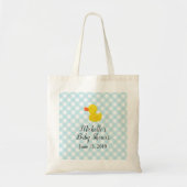 Tote Bag Baby shower en caoutchouc En vichy bleu (Devant)