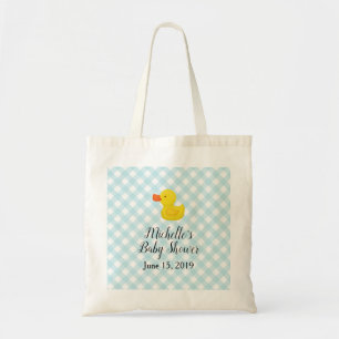 Tote Bag Baby shower en caoutchouc En vichy bleu