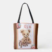 Tote Bag Baby shower Ours rose Boho (Dos)