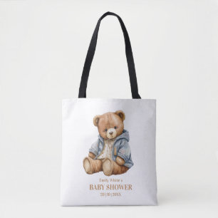 Tote Bag Baby shower Ours Teddy, On Peut Attendre