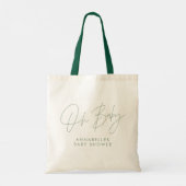 Tote Bag Baby shower script moderne sauge vert élégant (Dos)