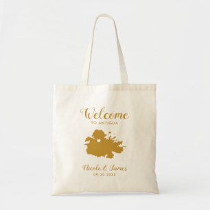 Tote Bag Bac de bienvenue du Mariage Antigua Map Gold