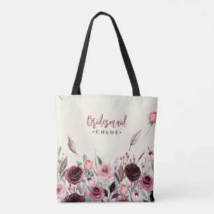 Tote Bag Bachelorette Bridesmaid à la crème et aux fleurs b