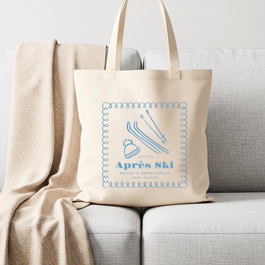 Tote Bag Bachelorette D'Hiver Après-Ski Bleu À Main