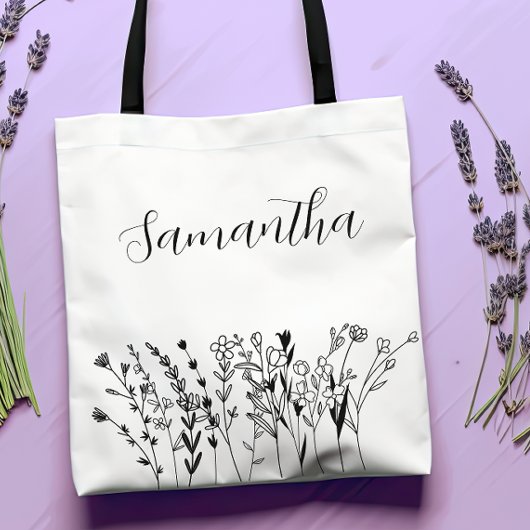 Tote Bag Bachelorette florale de domestique personnalisée