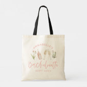 Tote Bag Bachelorette florale moderne à poutres roses (Dos)
