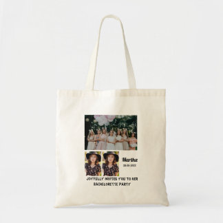 Tote Bag Bachelorette Party personnalisé 3 Photo Collage