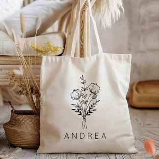 Tote Bag Bachelorette | Rustic Wildflower Bridesmaid Name
