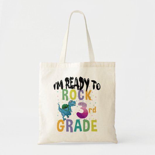 Tote Bag Back to School I'm Ready To Crush 3Grade Dino (Devant)