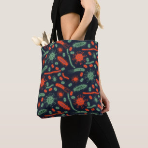 Tote Bag Bactérie lumineuse Microorganisme vert rouge