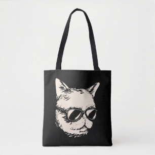 Tote Bag Badass chat avec lunettes de soleil cattitude