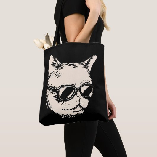 Tote Bag Badass chat avec lunettes de soleil cattitude (De près)