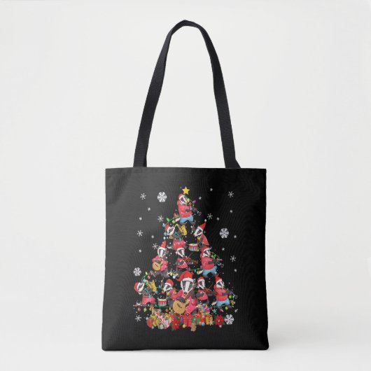 Tote Bag Badger Christmas Tree mignon Noël Light Père Noël  (Devant)