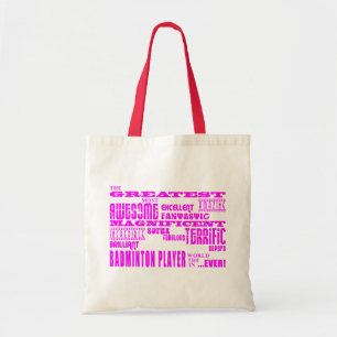 Tote Bag Badminton de filles : Plus grand joueur rose de