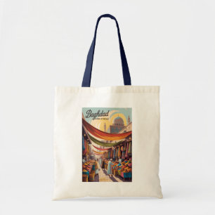 Tote Bag Bagdad Irak Illustration Voyage Art Rétro