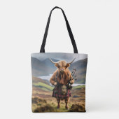 Tote Bag Bagpiper de vache écossaise Highland (Dos)