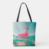 Tote Bag Bague de baignade rose flamingo sur le plan d'eau  (Dos)