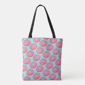 Tote Bag Bague rose Donut style toon - votre nom / initiale (Dos)