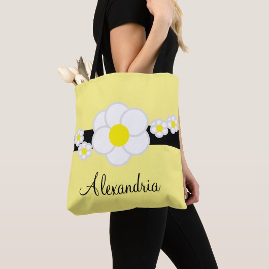 Tote Bag Baguette noire jaune marron (De près)