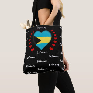 Tote Bag Bahamas Flag & Heart, Bahamas Flag fashion/sport
