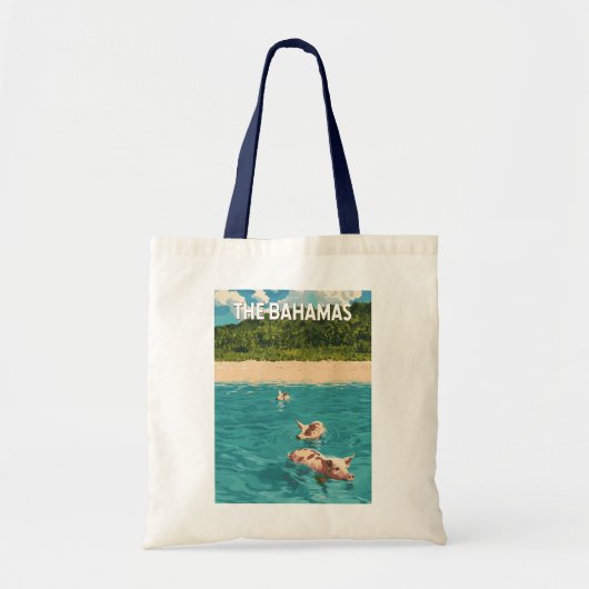 Tote Bag Bahamas Illustration Voyage Art Vintage (Devant)