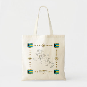 Tote Bag Bahamas Map + Flags Bag