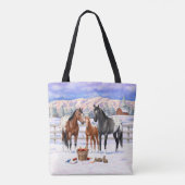 Tote Bag Baie Châtaignes Grulla Appaloosa Chevaux En Neige (Dos)