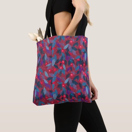 Tote Bag Baies rouges Motif floral minimal Botanique simple (De près)