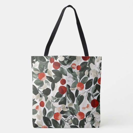 Tote Bag Baies rouges vertes de Noël (Devant)