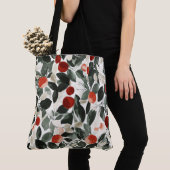 Tote Bag Baies rouges vertes de Noël (De près)
