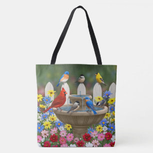 Tote Bag Bain d'oiseaux coloré du jardin de printemps