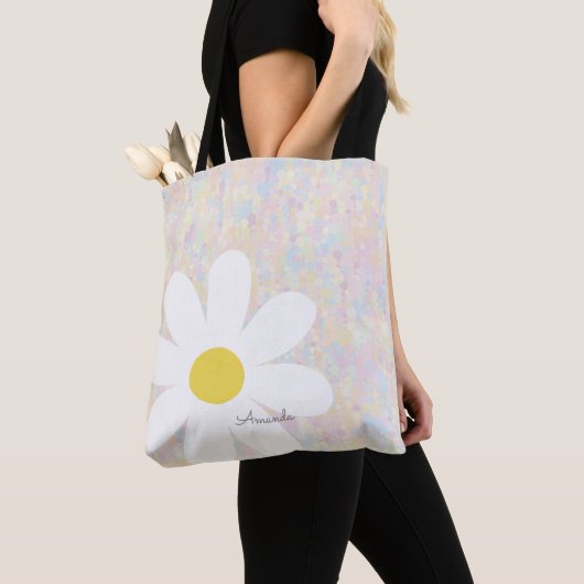 Tote Bag Baise blanche avec points pastel (De près)