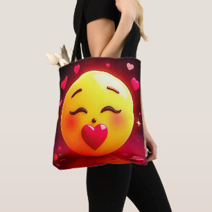 Tote Bag Baiser Emoji Coeurs soufflants