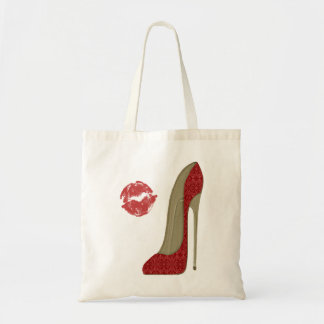 Tote Bag Baiser et stylet rouge de dentelle