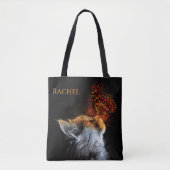 Tote Bag Baisers papillon de chat Nom personnalisé (Devant)