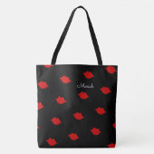 Tote Bag baisers rouges avec ton nom en noir (Devant)