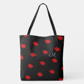 Tote Bag baisers rouges avec ton nom en noir (Dos)