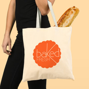 Tote Bag Baked fresh sliced orange logo bakers bag