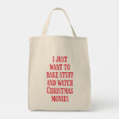Tote Bag Baking De Noël Drôle Dit Rustique Rouge (Dos)