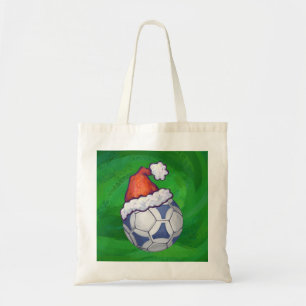 Tote Bag Bal de soccer bleu et blanc sur vert