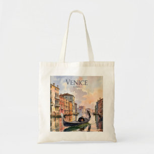 Tote Bag Balade en gondole à Venise Aquarelle Canal Coloré
