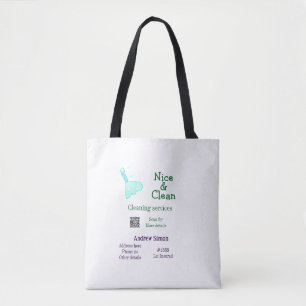 Tote Bag Balai nettoyant vert bleu gitter ajouter nom adres