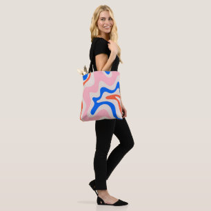 Tote Bag Balayage liquide rétro Abstrait rose orange bleu