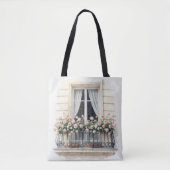 Tote Bag Balcon fleuri de Paris aquarelle (Devant)