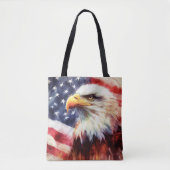 Tote Bag Bald Eagle avec drapeau des États-Unis d'Amérique (Devant)