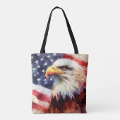 Tote Bag Bald Eagle avec drapeau des États-Unis d'Amérique (Dos)