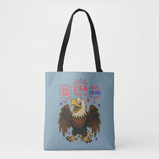 Tote Bag Bald Eagle avec Fireworks - USA 250 ans 1776-2026 (Devant)