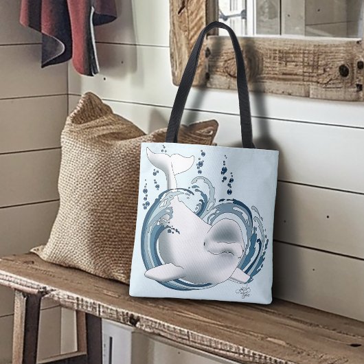 Tote Bag Baleine Béluga Bleue