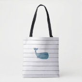 Tote Bag Baleine bleue Shiplap Rustique Motif en bois blanc (Devant)