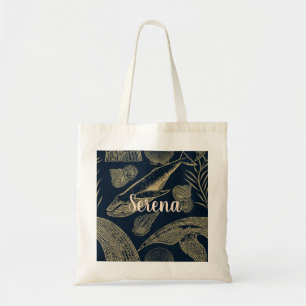 Tote Bag Baleine bleue vintage Nautique